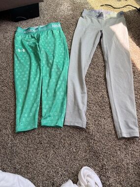 Under Armour Mint Green Performance Capris with Light Gray Leggings